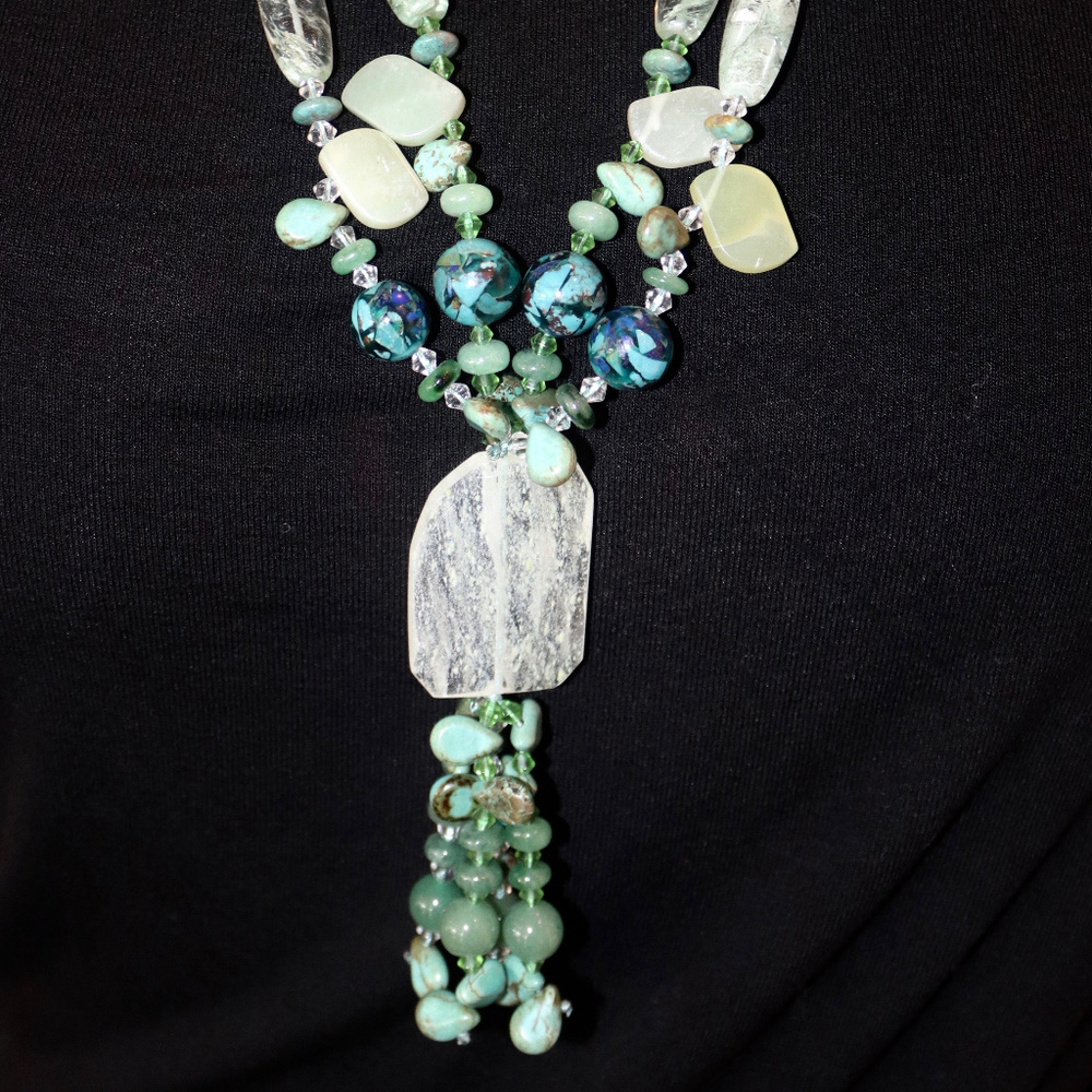 Heavy Stone and Beaded Neckace